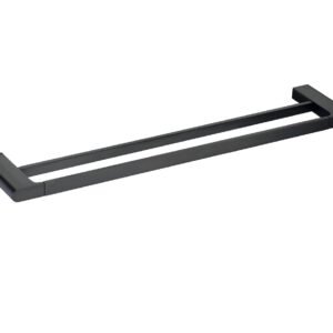 Square Double Towel Rail Matte Black 6020B